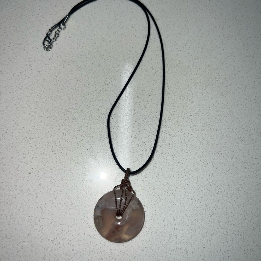 Flower Agate Pendant Necklace